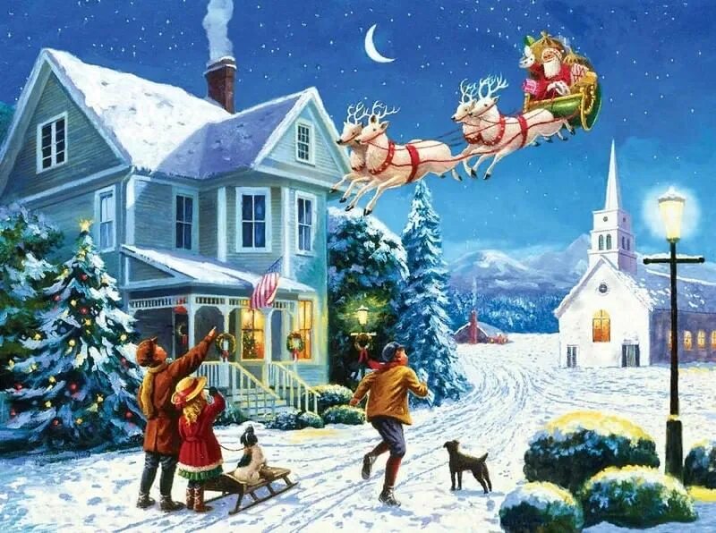 Girl And Boy Looking Up Chimney by The Macneil Studio Christmas in heaven, Light