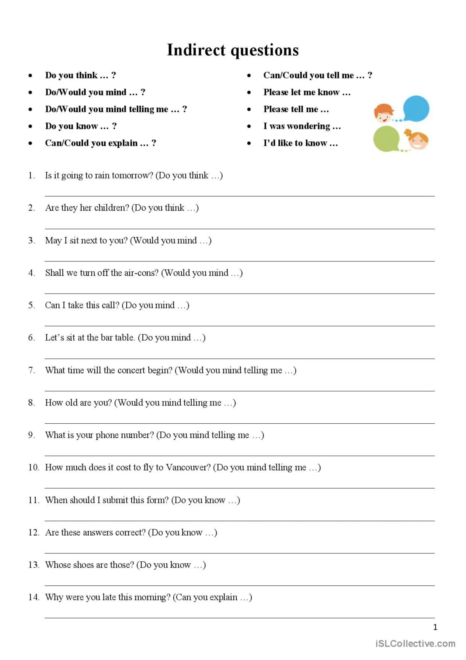 Make up questions exercise