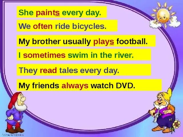 Tom usually play. Презент симпл в английском ....she/play football. my brother usually. every day we ride. i swim every day во всех уркменахф.