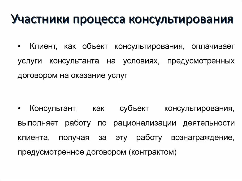 Этапы психологического консультирования. Пятишаговая модель консультирования. Классификация ролей консультанта. Участники процесса консультирования. В процессе консультирования консультанты.