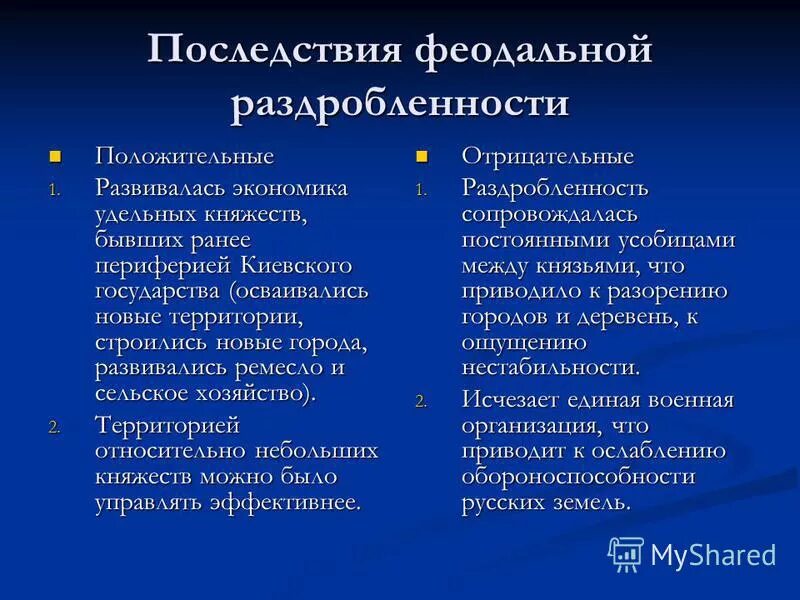 последствия фиодальнойраздробленности. положительные и отрицательные последствия феодальной раздробленности. последствия феодальной раздробленности. каковы причины и последствия политической раздробленности на руси. последствия политической раздробленности на руси.