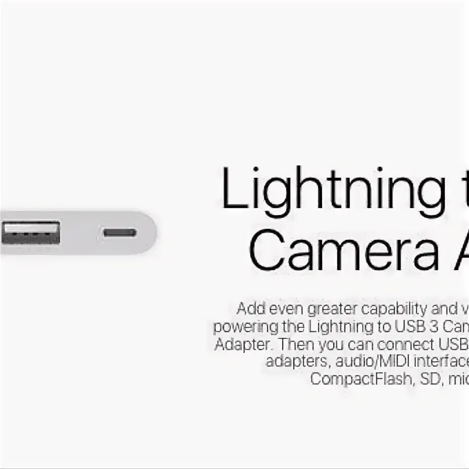 Lightning to usb 3 camera adapter. Lightning to usb 3 camera adapter