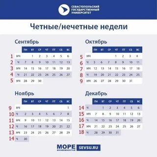 Четные и нечетные недели сентября 2024