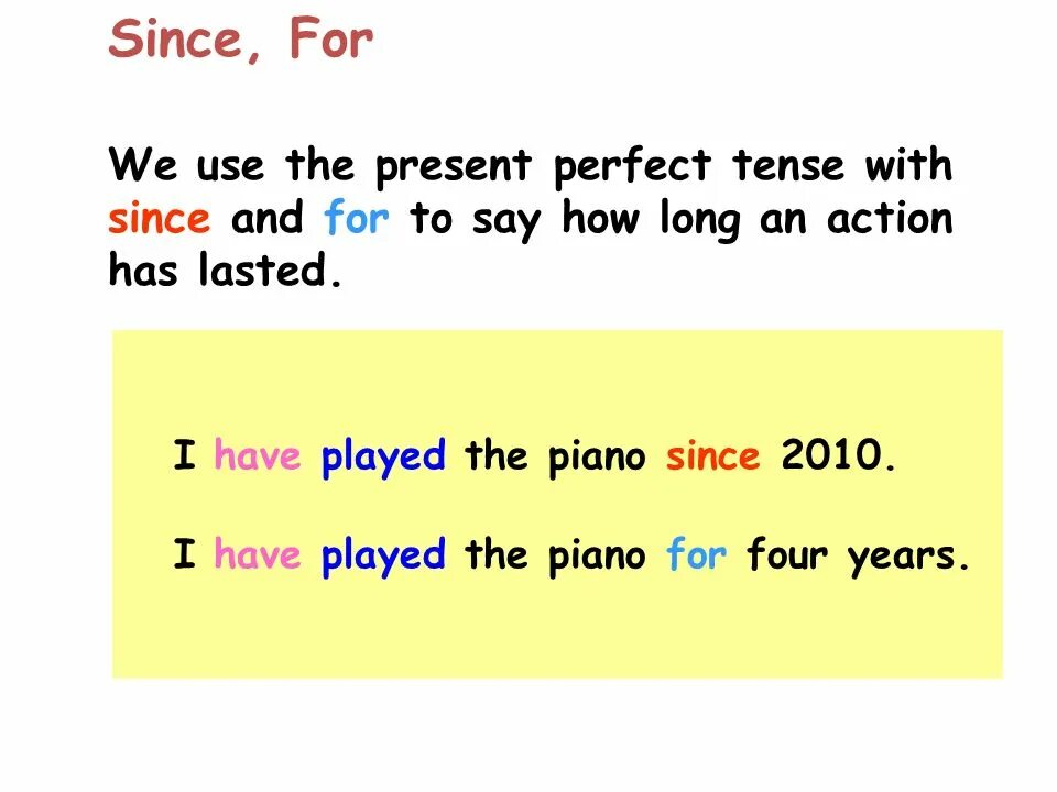 Present perfect Continuous for since. Since for present perfect. The present perfect Tense. Использование since и for в present perfect.