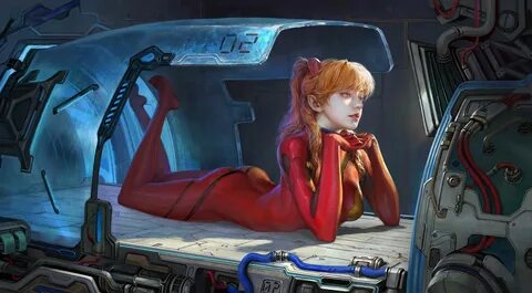 ...thighs, ArtStation, plugsuit, artwork, anime girls, JiaYuan Song, orange...