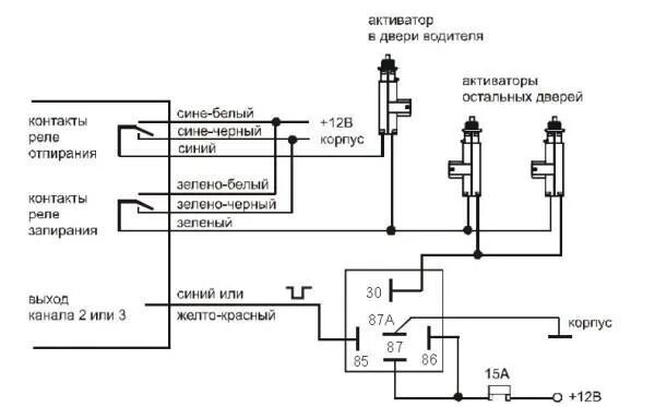 Схема подключения активаторов дверей ВАЗ 2110. Схема подключения реле к активаторам. Схема подключения активатора двери. Схема подключения активатора двери на 2. Схема активаторов