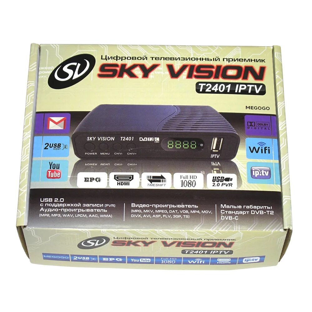 Iptv цен. Приставка DVB t2 Sky Vision. Sky Vision t2401 Wi Fi. SKYVISION t2403. Цифровой телевизионный приемник Sky Vision т2401+шнур.