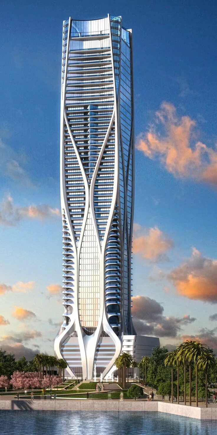 Signature towers. Башни в Дубаях Заха Хадид. Заха Хадид небоскребы Signature Towers. Дубай Хадид Архитектор. Заха Хадид архитектура Дубаи.
