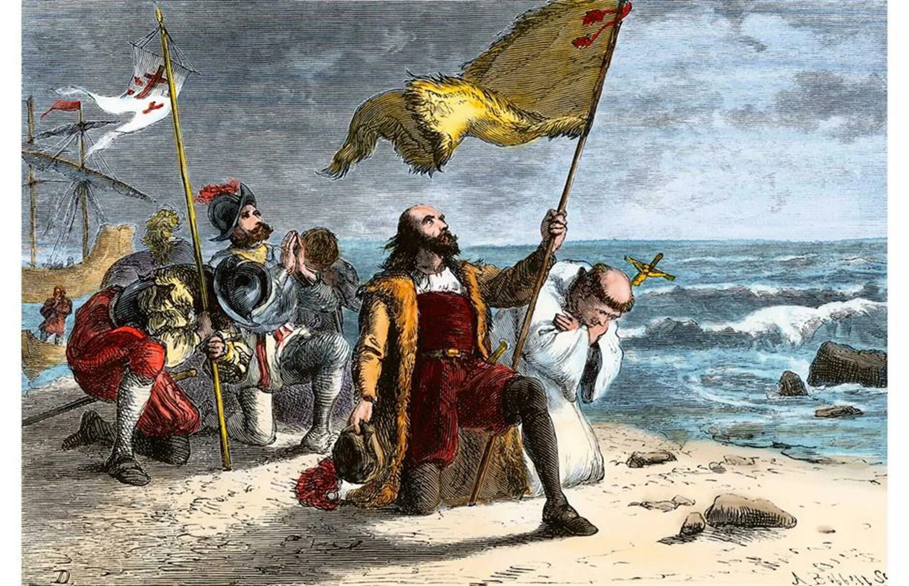 ). Экспедиция христофора колумба 1492. Высадка христофора колумба на берег америки. ). Экспедиция колумба в америку на карте.