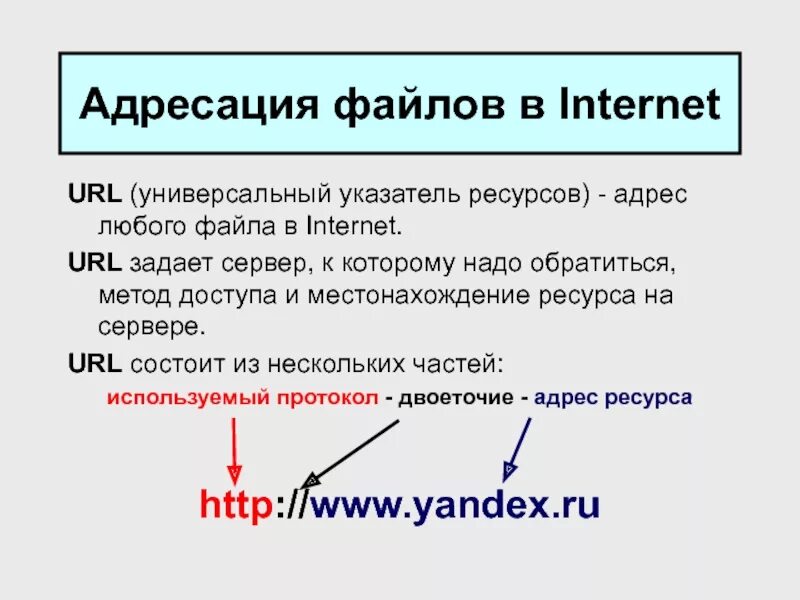 Части ссылки. Универсальный указатель ресурса URL. Адрес сайта. Адресация файла.