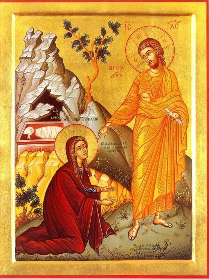 Икона мироносицы Марии Магдалины. Жена воскресла