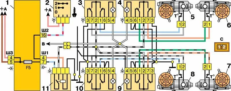 Стопы (стоп-сигналы) ВАЗ 2113, 2114, схема подключения