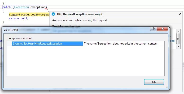 Exception caught