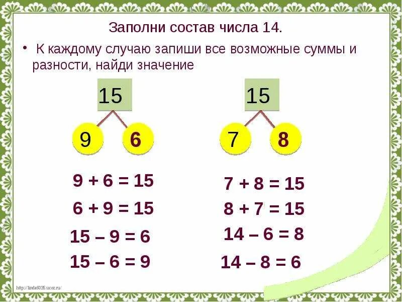 Состав чисел 14 15 16