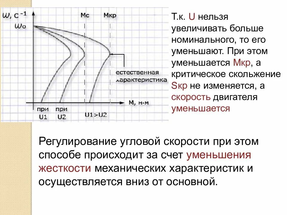 Регулирование скорости осуществляется. Методы регулирования скорости электропривода переменного тока. Регулирование угловой скорости. Критическое скольжение асинхронного двигателя. Жесткость механической характеристики двигателя.