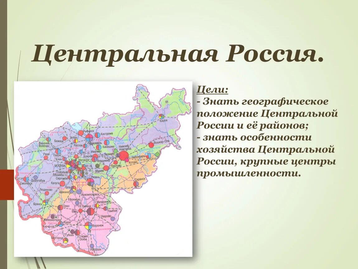 5 областей центральной россии. Центральная Россия. Центры центральной России. Географическое положение центрального района России. ГП центральной России.