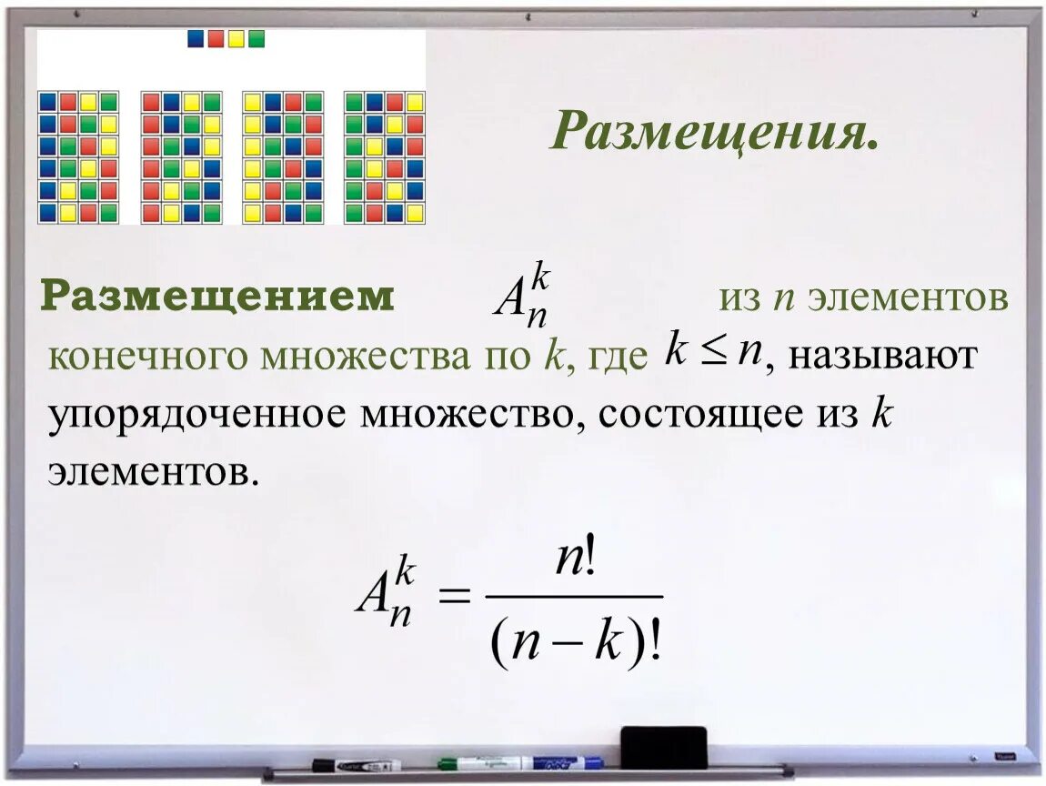 Размещение из n элементов. Размещения из n элементов по n элементов называют.... Упорядоченное множество из n элементов множества. Упорядоченное размещение из n элементов по k элементов.