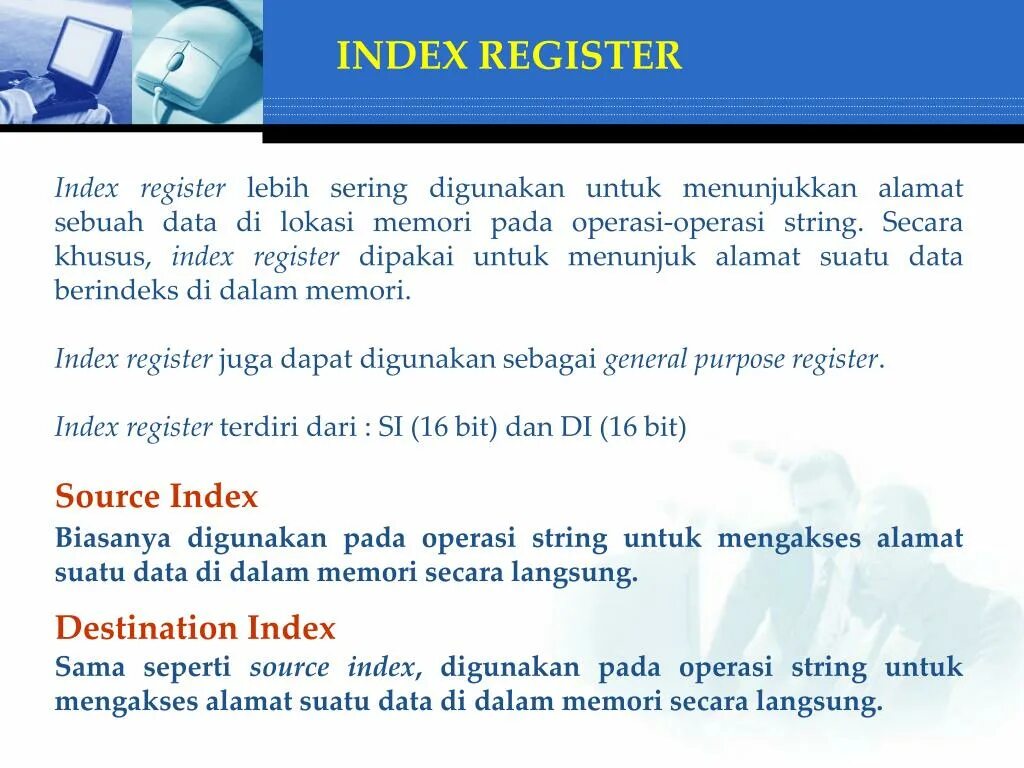 Index registration