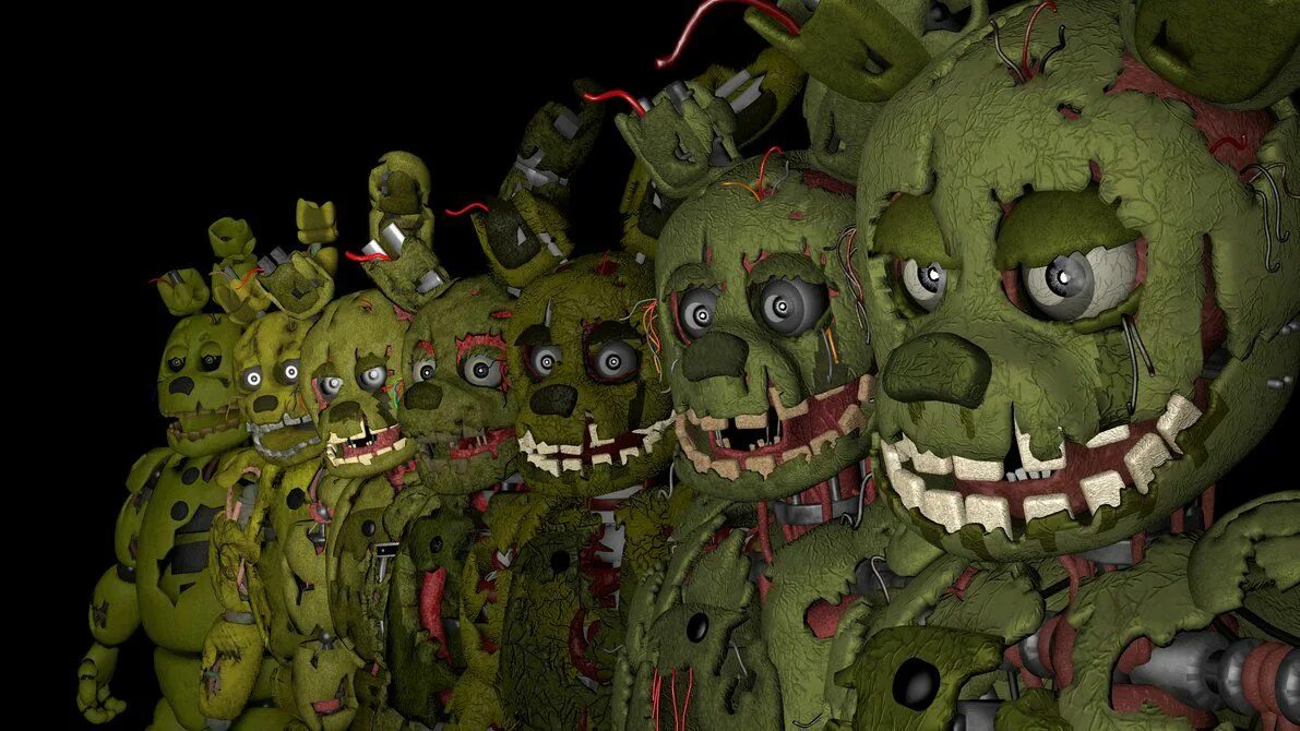 Five nights at freddys springtrap. СПРИНГТРАП. Эволюция спринг трапа. Five Nights at Freddy's СПРИНГТРАП. Молтен СПРИНГТРАП.