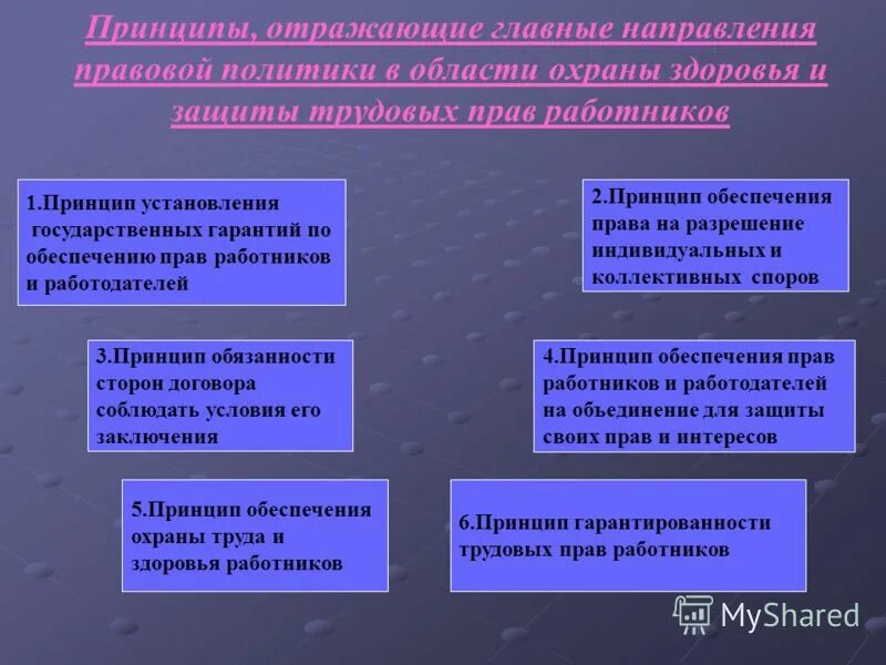 Изменение принципов отношения. Направления правовой политики. Принцип гарантированности обеспечения трудовых прав. Принцип правовой охраны.