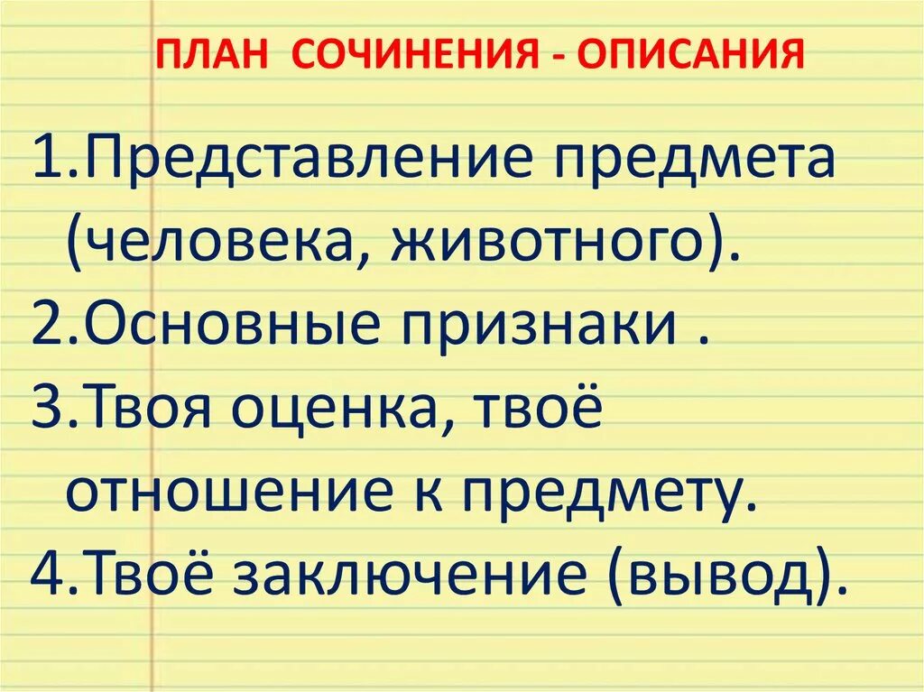 Как написать сочинение план 6 класс. План сочинения-описания по русскому языку. Как правильно составить план к сочинению - описанию. План сочинения 4 класс по русскому. План сочинения по русскому языку 3 класс.