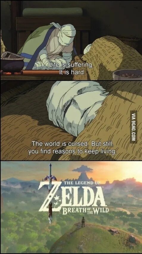 Life is suffering. Zelda Breath of the Wild memes. Cursed World. The Curse is broken meme. Breadth of Life.