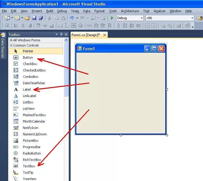 Как добавить новую форму. Элемент управления Label. Элемент управления textbox. Элементы управления Windows forms. Элементы управления Windows forms c#.