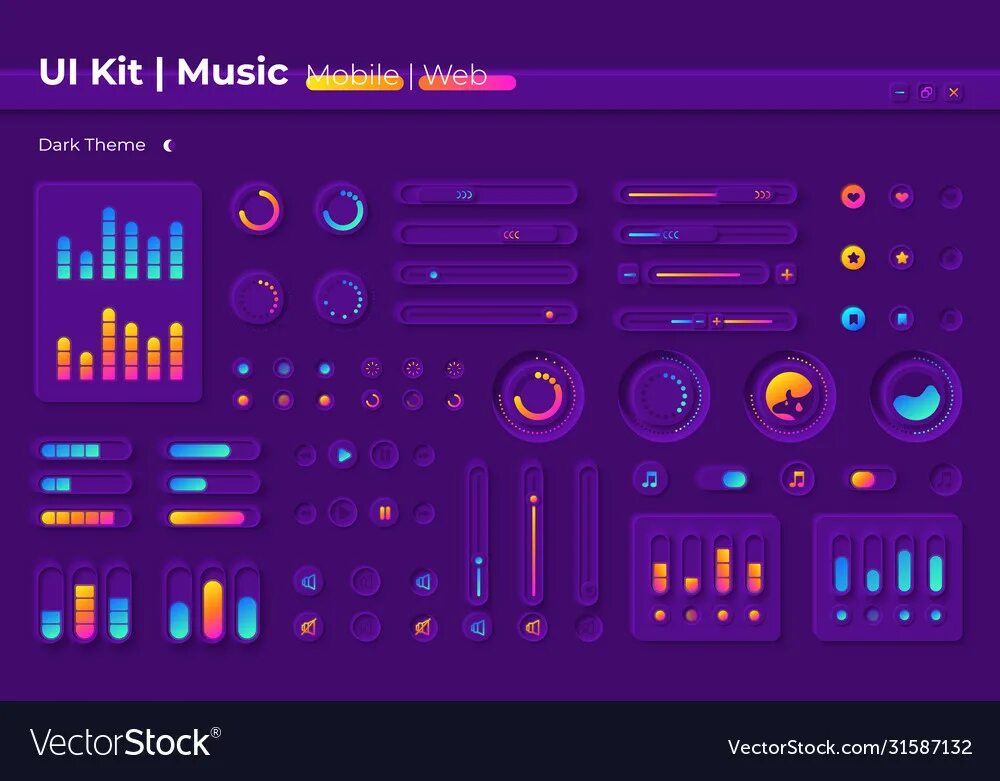 Kit element. Elements kit. music ui vector.