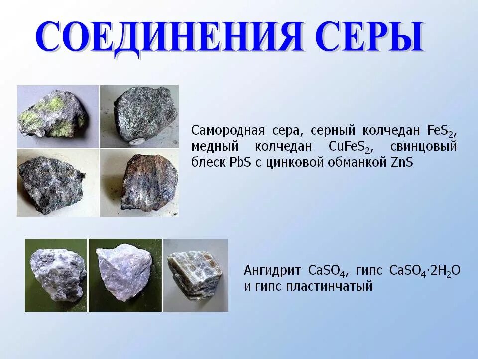 Соединения серы 2 и 4
