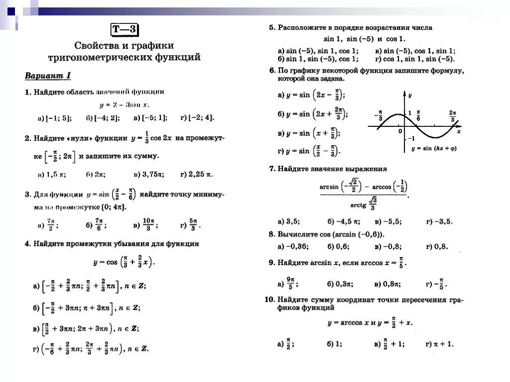 Тригонометрический тест 10 класс. Свойства тригонометрических функций 11 класс. Графики тригонометрических функций и их формулы. Контрольная работа по теме тригонометрические функции 10 класс Алимов. Алгебра 11 класс обратные тригонометрические функции.