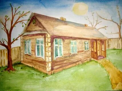 Как нарисовать дом красками