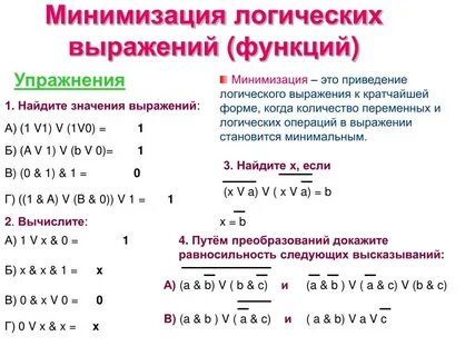 Минимизация уравнения
