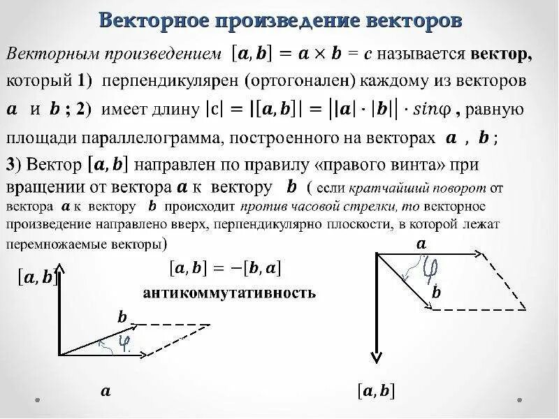 Дайте определение скалярного произведения векторов. Нахождение площади через скалярное произведение векторов. произведение векторов на плоскости. векторное произведение двух векторов в координатной форме равно. суммарное произведение векторов.
