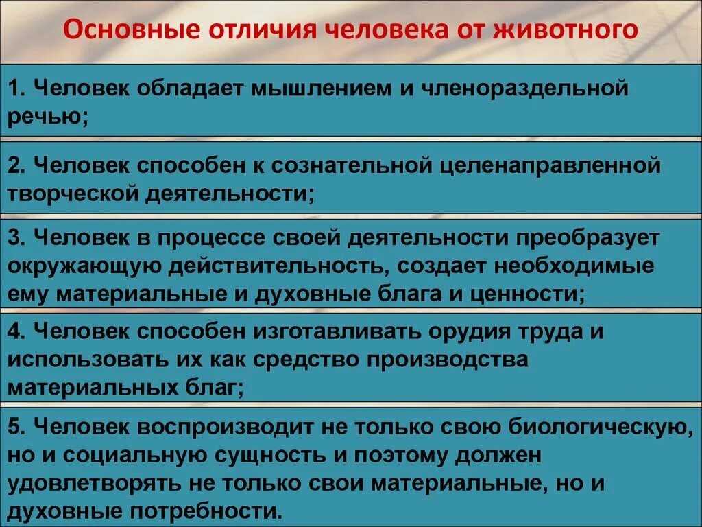 Признаки различия людей. Отличие человека от животного. Социальные отличия человека от животного. Личность обладает мышлением и членораздельной речью.. Главные отличия человека от животного.