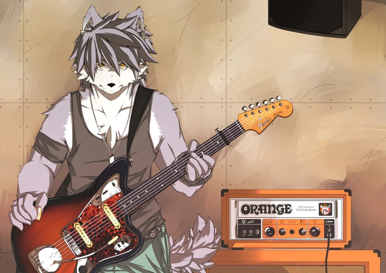 Симулятор рокера. Morenatsu Kouya. Фурри гитарист. Кот с гитарой.
