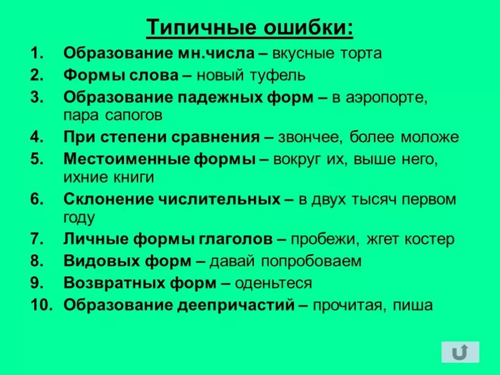 Ошибка в образовании формы слова. Ошибки образования. Ошибка в образовании формы слова относится к грамматическим. Ошибки в образовании формы глагола