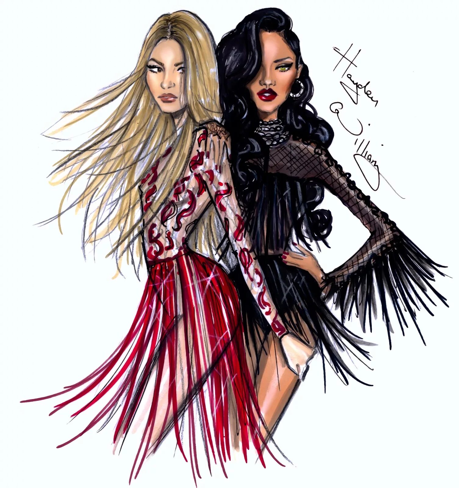 Девушки 2 нарисованная. Hayden Williams. Хайден Уильямс модели. Хайден Уильямс подружки. Hayden Williams Fashion illustrations Рианна.