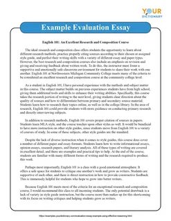 Evaluation Essay Example Using Effective Reasoning.