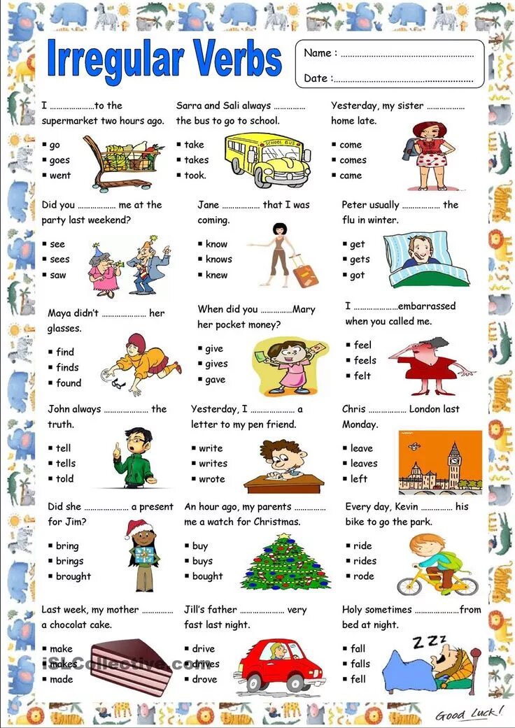 Simple irregular verbs