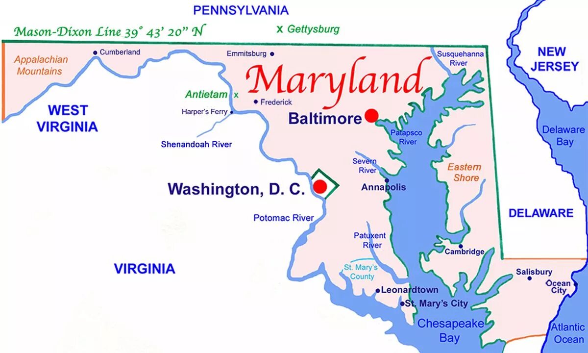 Situated on the banks. Штат Мэриленд на карте США. Река Потомак в Вашингтоне. Потомак река в США. Штат Мэриленд на карте с городами.