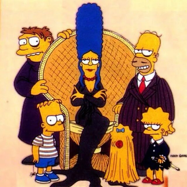 Семейка аддамс пародия. Симпсоны семейка Аддамс. Гомер семейка Аддамс. Симпсоны в стиле семейки Аддамс.