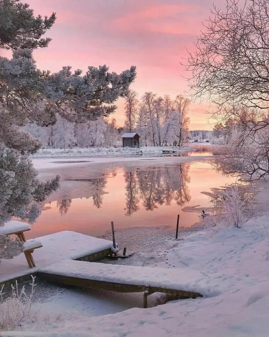 Вечер декабрь. Зима. Природа зимой. Снежное утро. Красивая зима.
