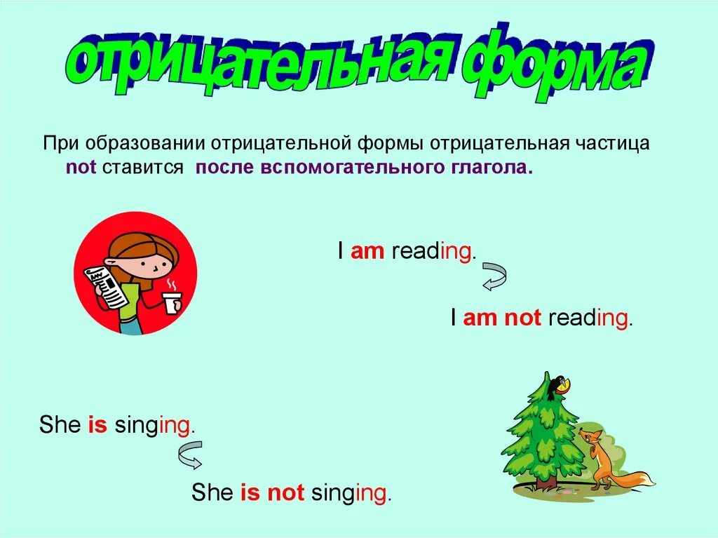 Выберите верную форму present continuous. Отрицательная форма present Continuous. Present Continuous отрицание. Present Continuous вспомогательные глаголы. Схема образования present Continuous.