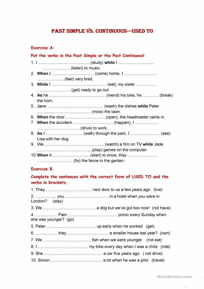 Past simple past continuous exercise pdf. Used to vs past simple exercises. Used to past simple упражнения. Past simple vs used to упражнения. Present Continuous упражнения.