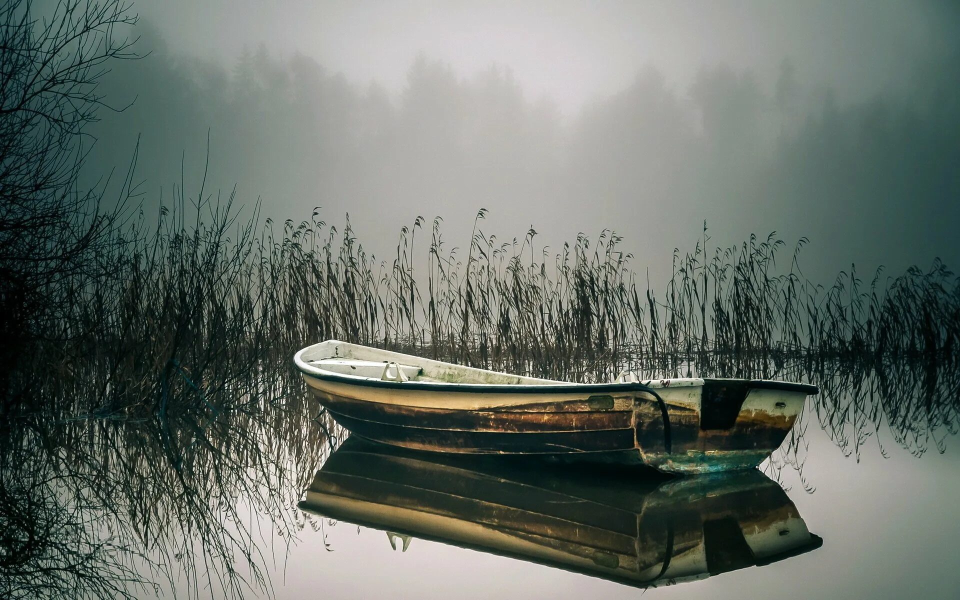 Лодка качается на волне с частотой. Лодка на озере. Лодка на воде. Пейзаж с лодкой. Одинокая лодка.