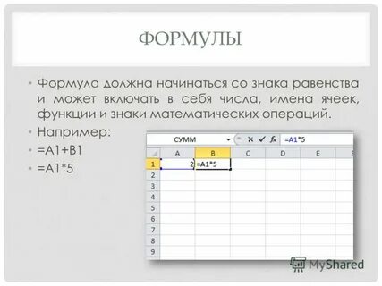Имя ячейки формула