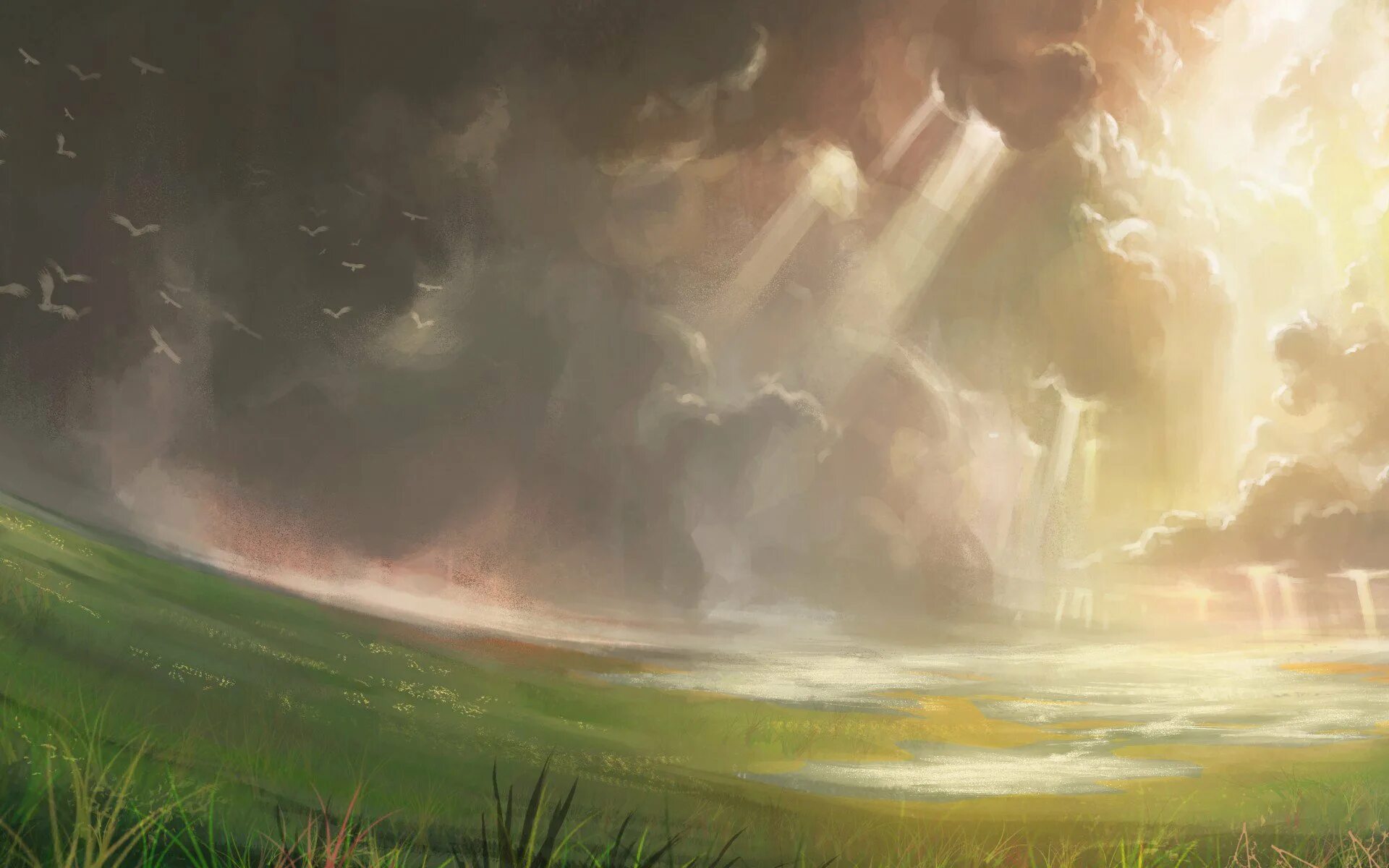 Референсы для рисования пейзажа. Аниме пейзаж. Поле арт. Равнине идаволл. Поле референс.