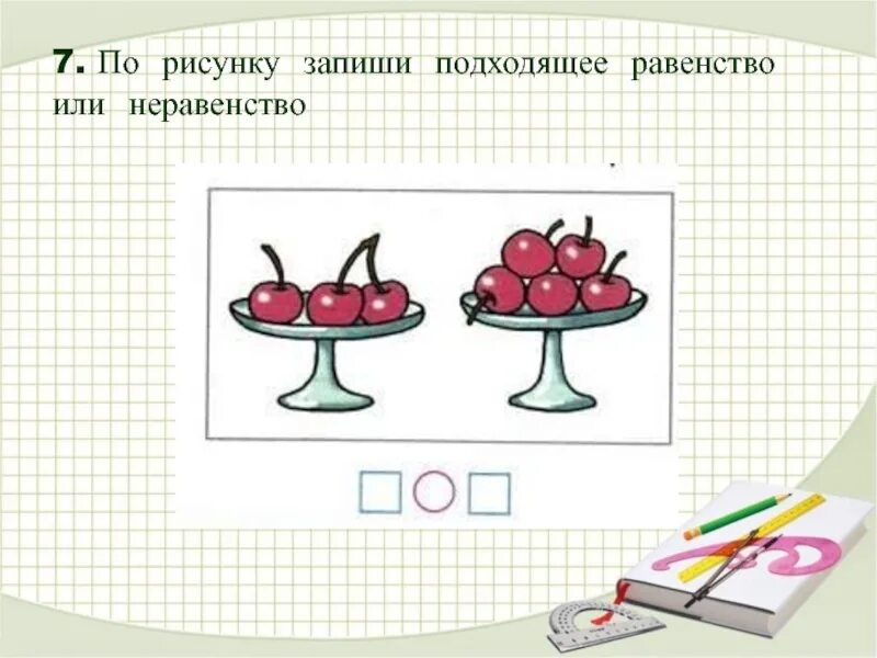 Найти ответ по рисунку. Составление равенств по рисунку. Составить равенство по рисунку. Неравенства 1 класс. Записать по рисунку равенства.