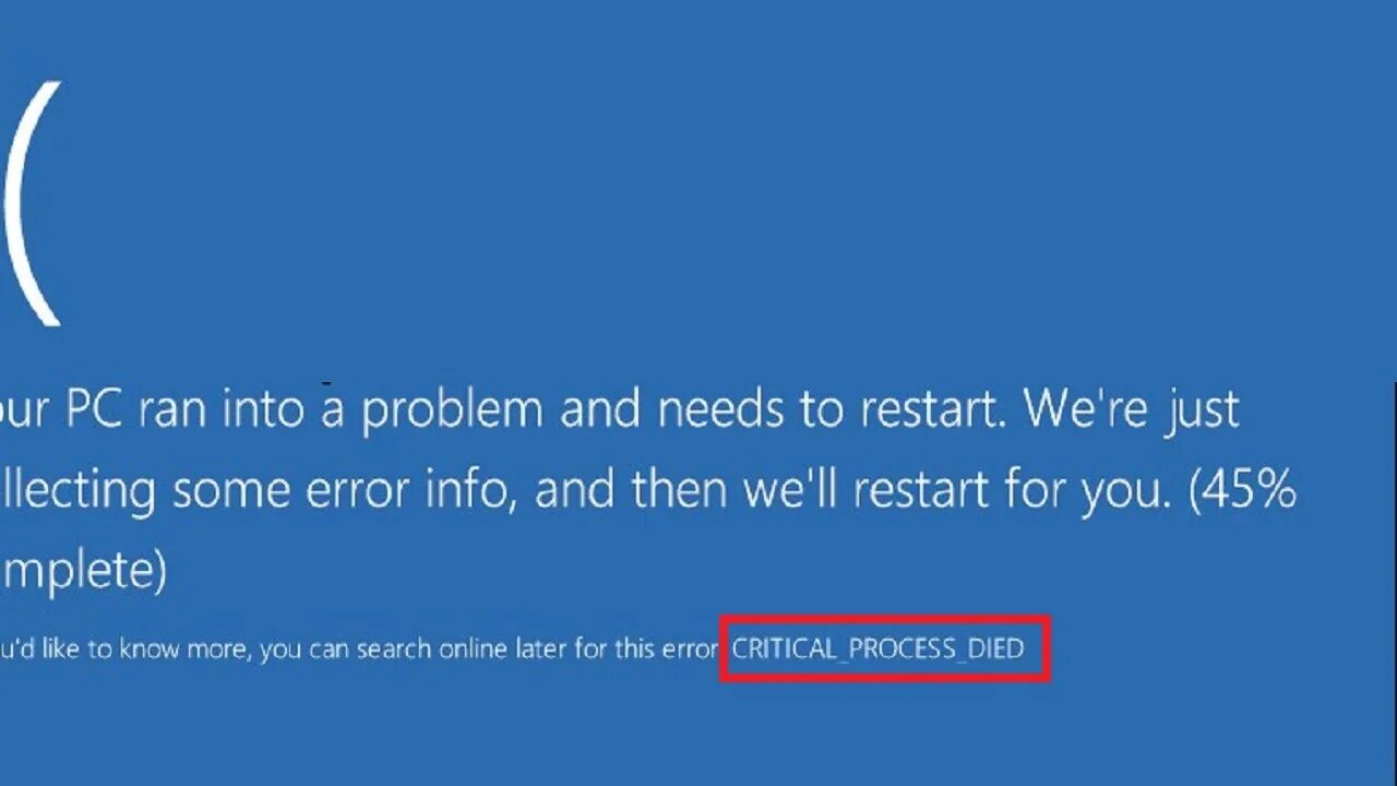 Синий экран windows 10 critical process died. Экран смерти critical process died. Синий экран смерти critical process died. BSOD Windows 10 critical_process_died. Критическая ошибка Windows.