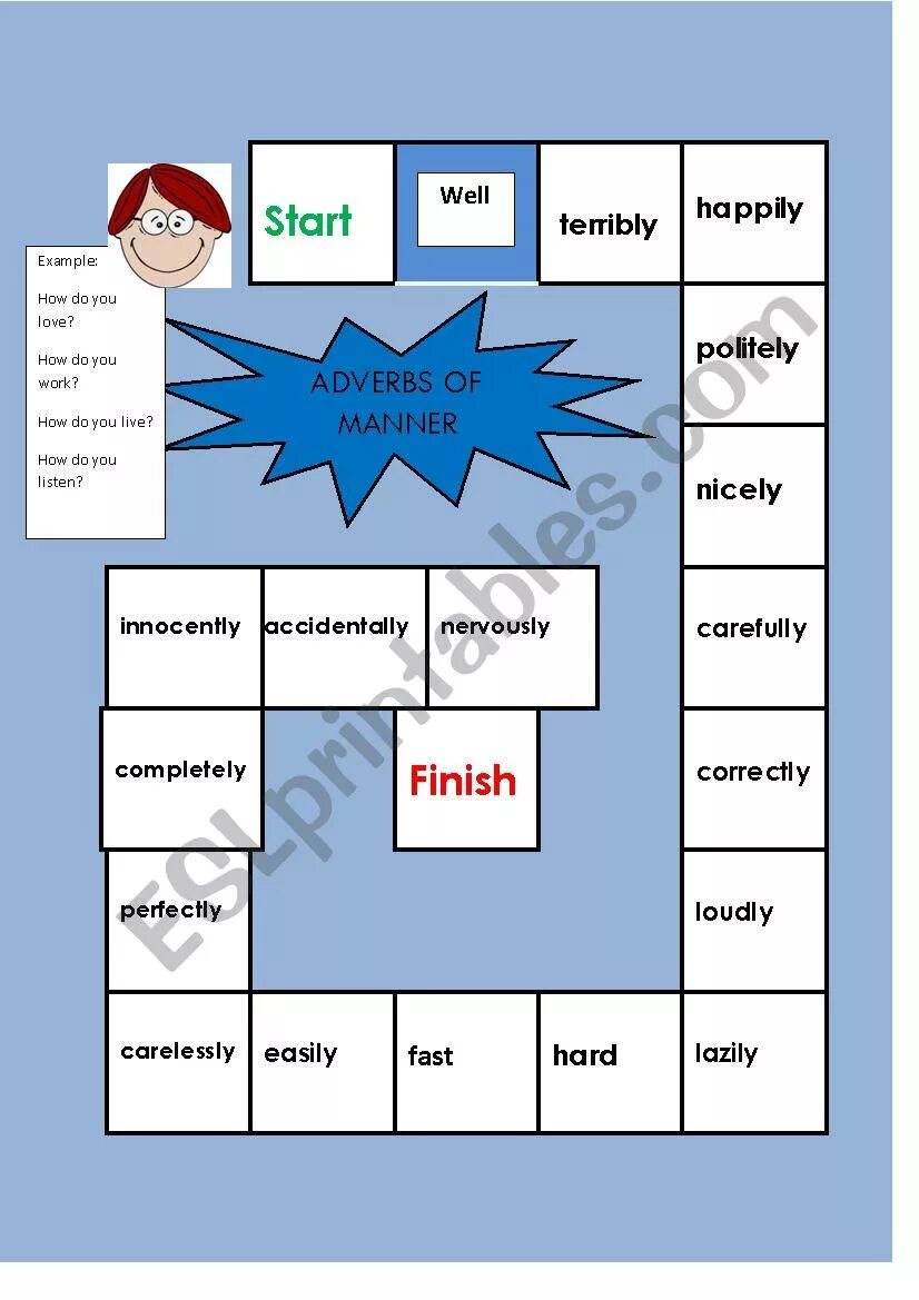 Adverbs Board game. Adverbs of manner Board game. ESL adverbs of manner game. Adjectives adverbs Board game. Adverbs games